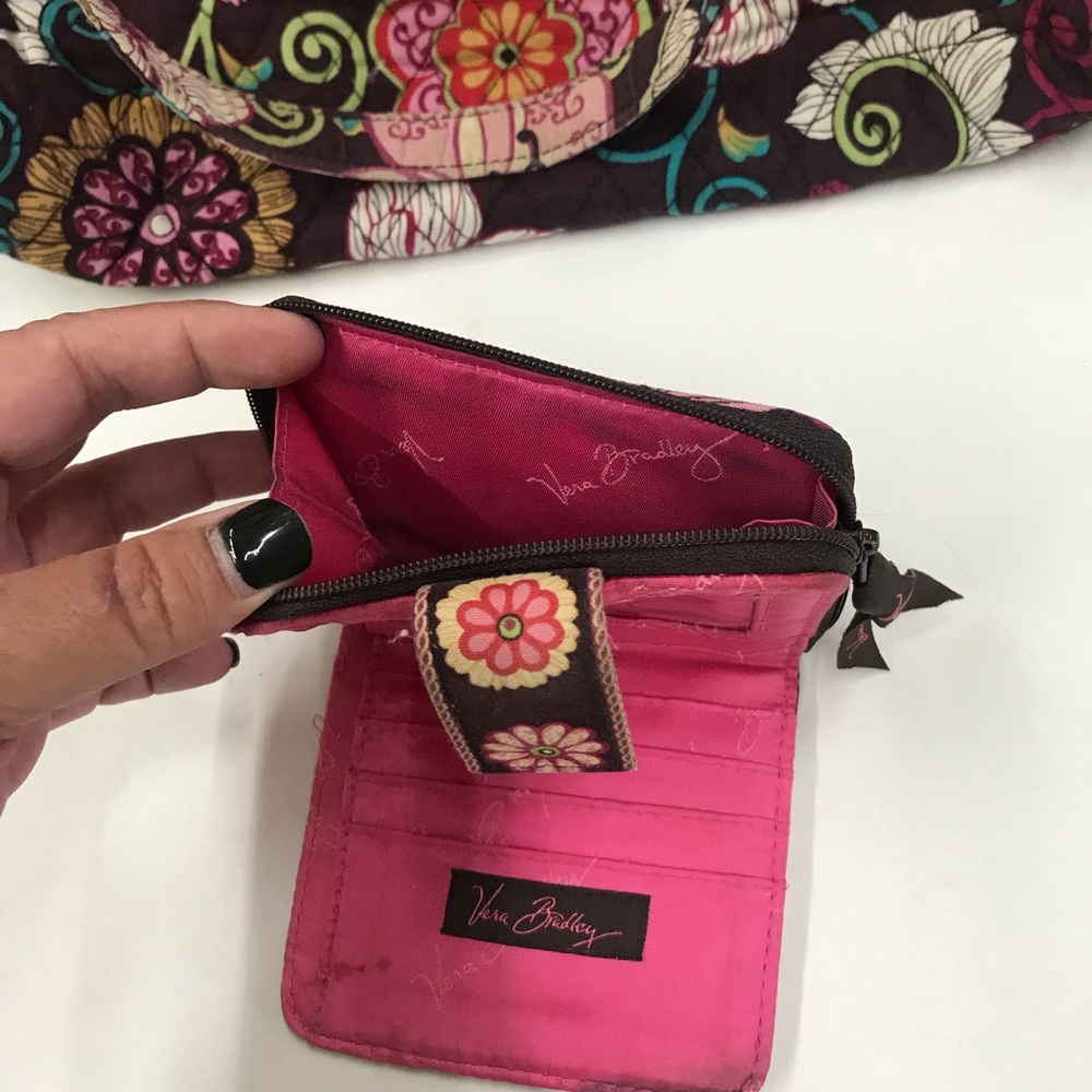 Vera Bradley flower print purse with matching wallet - Picture 7 of 8